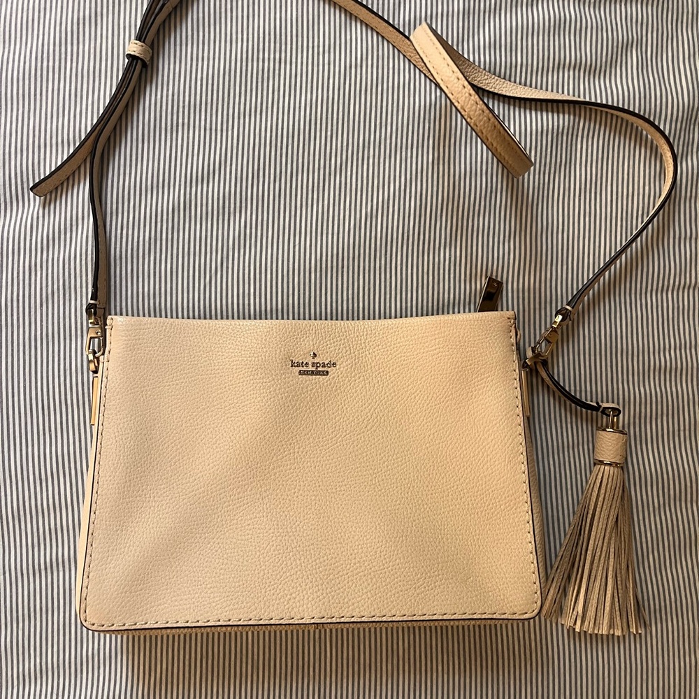 Kate Spade Beige Crossbody Bag with Tassel